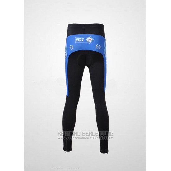 2010 Fahrradbekleidung FDJ Wei und Hellblau Trikot Langarm und Tragerhose